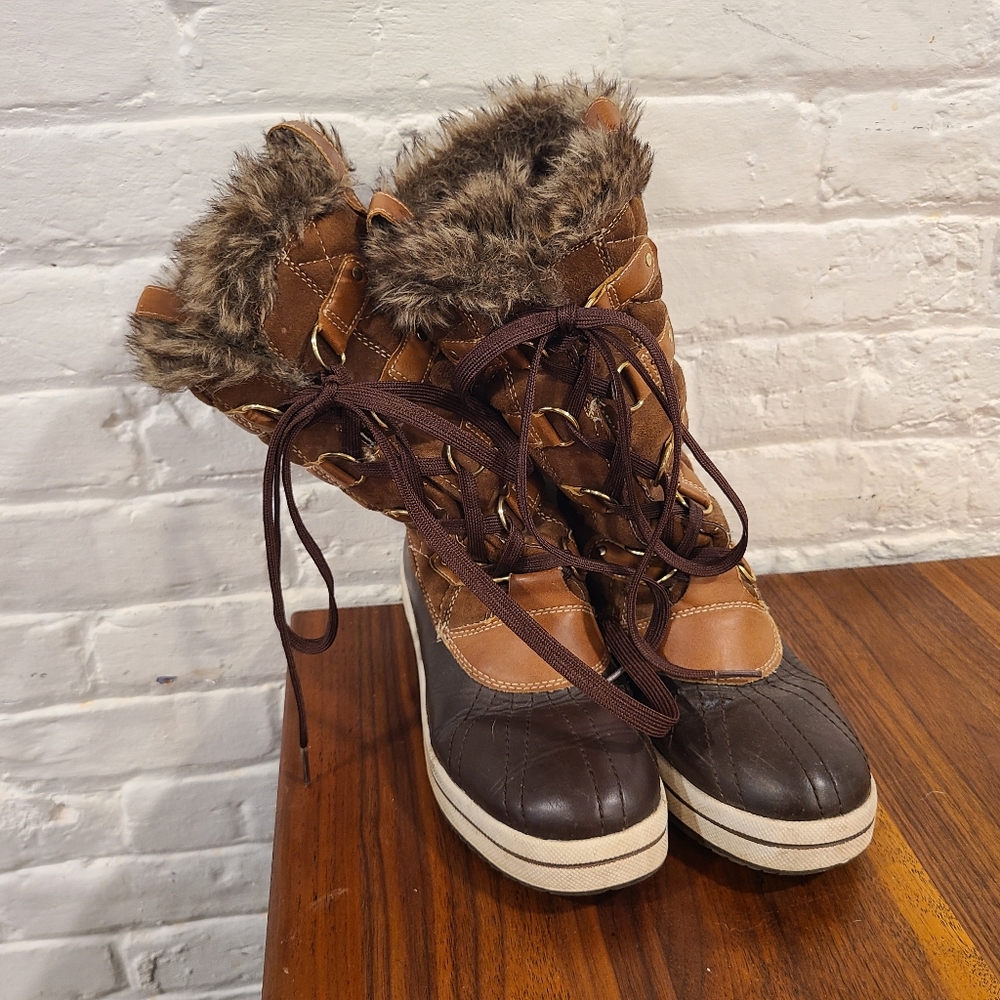 Madden Girl boots size 7.5. Womens fur top boots. Great tread!